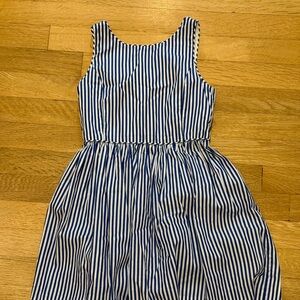 Blue and White Striped Sleeveless Dress